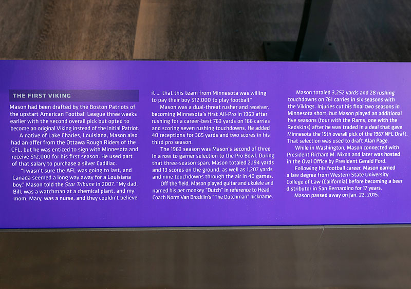 Vikings Museum - Tommy Mason Exhibit